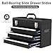 Madertool 3 Drawer Metal Tool Box, Portable Steel Tool Box with Top Storage Tray and carrying Handle, Multi-Function Tool Storage for Garage, Home, or Workbench (Black)