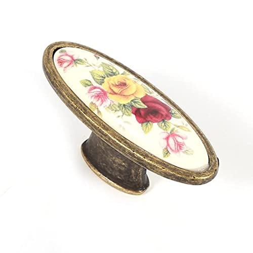 Hapivida Tiradores Vintage, Tiradore de Armario de Cerámica de Bronce Tiradores de Cajón Decorativos Tiradore de Arco Picaportes de Cerámicas Manija de Muebles para Cajón de Armario (#8)