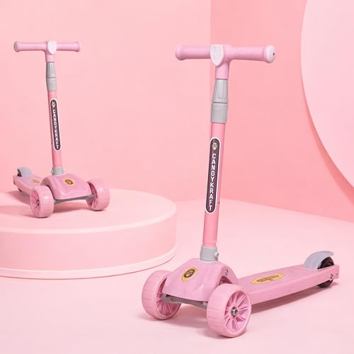 Kids Foldable Kick Scooter with 4 Level Adjustable Height & LED P...
