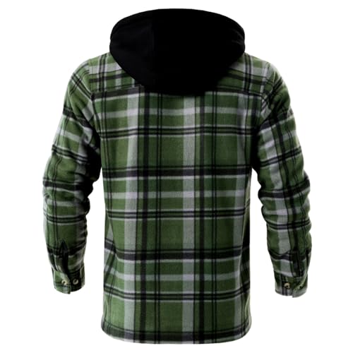 Image of LeeHanTon Mens Flannel Jackets Sherpa Lined Fleece Zip Up Winter Warm Workout Plaid Sweatshirt with Hood