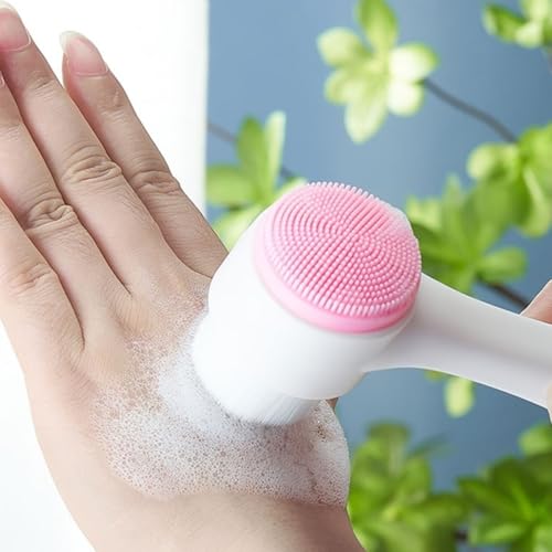 Escova De Limpeza Facial 2 em 1 Silicone Com Esponja de Massagem Para Skin Care Cuidado Facial Limpe