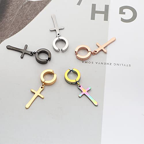 Image of NEWITIN 15 Pairs Magnetic Stud Earrings for Men Stainless Steel Magnetic Earrings Men Clip on Earrings Non Piercing Cross Earrings Unisex CZ Hoop Dangle Magnetic Earrings for Men Women