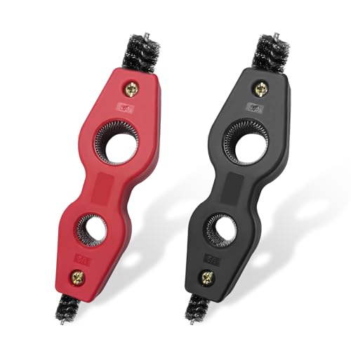 Ohleats Battery Terminal Cleaning Brush, 4 in 1 Anti-Corrosion Car Battery Cleaner, Vehicle Battery Terminals Machine Parts Cleaning Tool for Auto Marine, Universal Car Accessories (Black+Red)