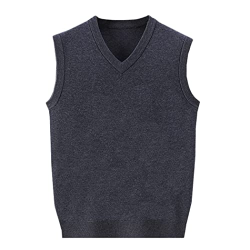 Chaleco engrosado de otoño para hombre suéter casual de cachemira gris oscuro