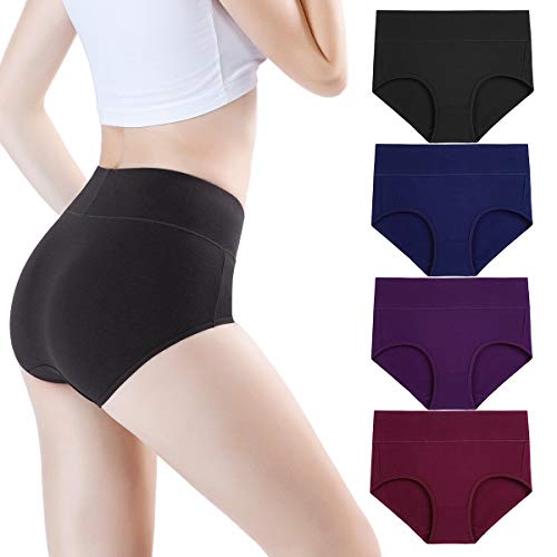 Image of wirarpa Women's Modal Underwear Soft High Waist Briefs Ladies Panties 4 Pack (Regular & Plus Size)