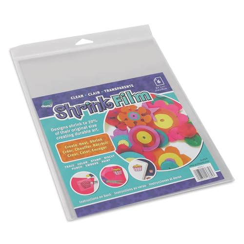 Grafix Shrink Film - Clear Transparent Shrink Film - 8.5'x11' Print, Cut and Shrink It to Create Jewelry, Embellishments, Tags, Ornaments. Shrink Plastic is for Kids of All Ages,Pack of 6
