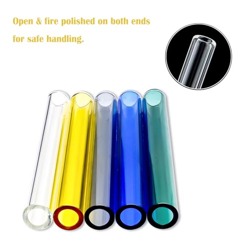Image of 4 Inch Glass Tubes, 5 Pack Multicolor Borosilicate Glass Tubing Set
