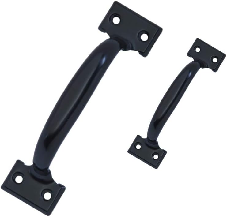 QCAA Door Pull, 6-1/2", Steel, Black Coated, 2 Pack, Made in Taiwan