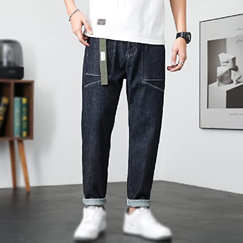 Jean harem stretch noir pour homme avec ceinture patchwork