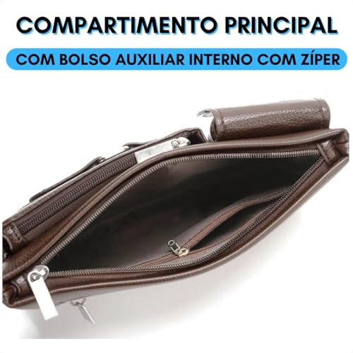 Mochila Transversal Masculina Couro Pu Impermeável Pequena Shoulder Bag Bolsa Tiracolo Pochete Alça