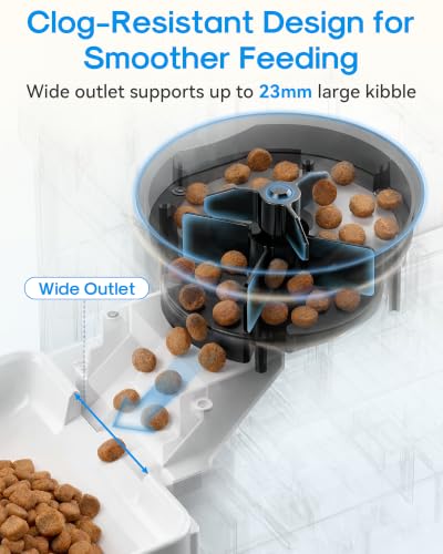 Automatic Dog Feeder Large Breed, 15L/63 Cups Auto Dog Food Dispenser | Anti-Clog Design for 2–23mm Large Kibble, 1080P HD Camera & Night Vision, Easy Setup 5G WiFi App Control for Busy Pet Parents - Image 4