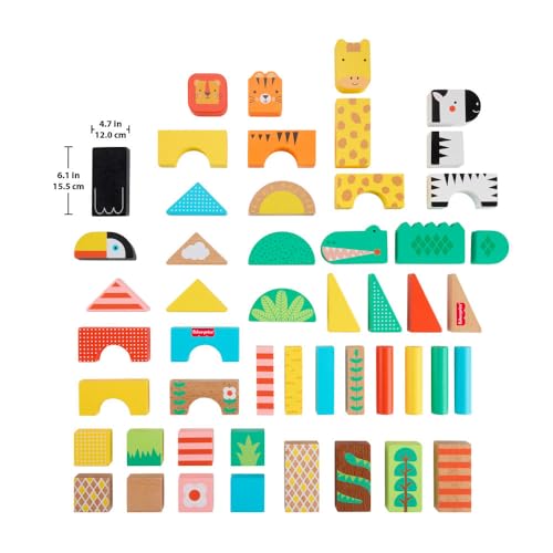 Fisher-Price Wood Jungle Blocks Set Toddler Toy - image 5