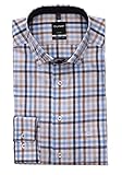 OLYMP Luxor modern fit Hemd Langarm Button Down Kragen Twill Karo blau Größe 43