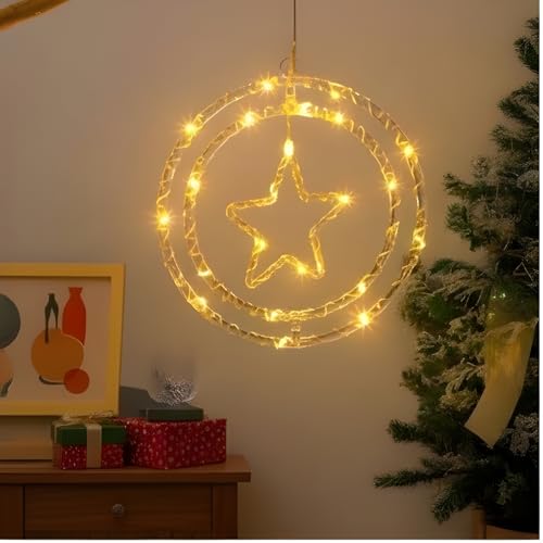 One94Store Ring Star Neon Sign Light | Warm White LED Neon Sign f...