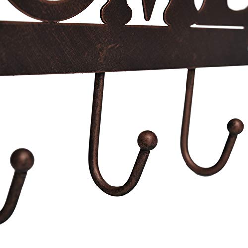 Ebei Metal Barn Star Key Rack Holder Wall Mounted Metal Decorative 12" Vintage Key With 5 Hooks Dark Brown Western Home Wall Decor Texas Home Decor #TOP4