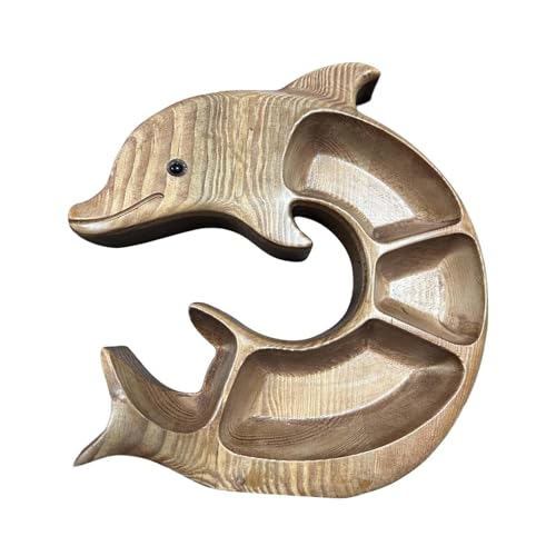 MagiDeal Plateau de service en bois divisé, planche de charcuterie dauphin, assiette de fruits polyvalente et divertissante, plat de nourriture pour biscuits, Style B