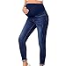 Canbebig Women's Maternity Jeans Stretchy Denim Pants Over Belly Skinny Pregnancy Pants Fashion Comfy Slim Jeans with Pocket Blue