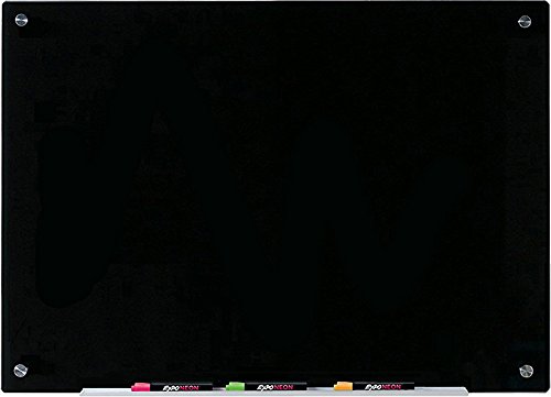 Audio-Visual Direct Black Glass Dry-Erase Board Set - 3' x 2' - Includes Hardware & Marker Tray (Non-Magnetic)