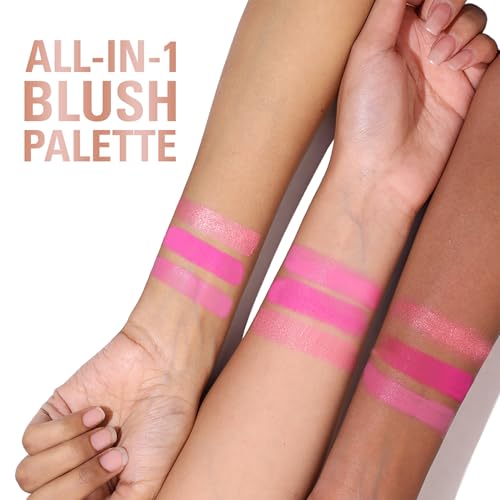 Image of Revolution, Blush Icon Palette, Cream & Pressed Powder Blusher, Highly Pigmented, Face Palette, Vegan & Cruelty-Free, 3 Shades (Hot Pink Flag, 9.8gm)