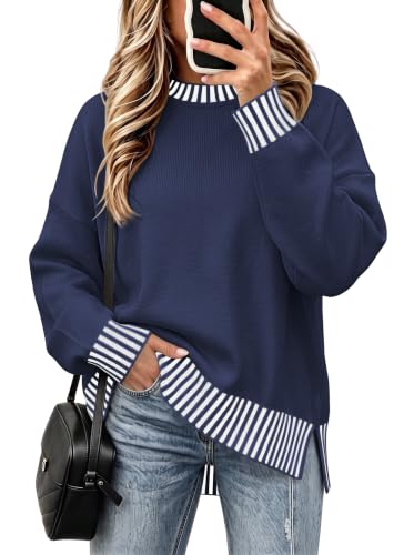 Image of Womens Oversized Sweaters Fall 2026 Fashion Clothes Colorblock Knit Tops