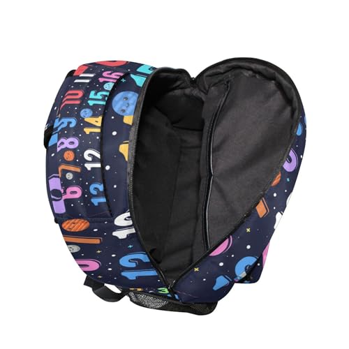 Colorful Numbers Cartoon Outer Space Backpack for Boys Girls, Kids Bookbag Laptop Tablet Travel School Bag with Name Tag4