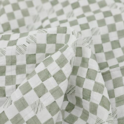 Image of Little Unicorn Muslin Swaddle Blanket for Newborns & Infants | Soft & Breathable Fabric | Baby Blanket for Swaddling, Nursing, Shower Gifts (Green Checker)