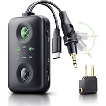 Unique Design Bluetooth 5.4 Transmitter Receiver with Qualcomm aptX Adaptive for Dual AirPods/Headphones, 3.5mm Aux Jack & USB C Bluetooth Adapter for Airplane/TV/PS5/Gym/Phone for Flight