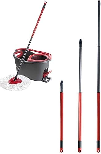 Miniatura 3 de Mango telescópico de 3 secciones para O-Cedar EasyWring Sistema de limpieza de pisos de cubo de trapeador giratorio de microfibra, mango de cabeza