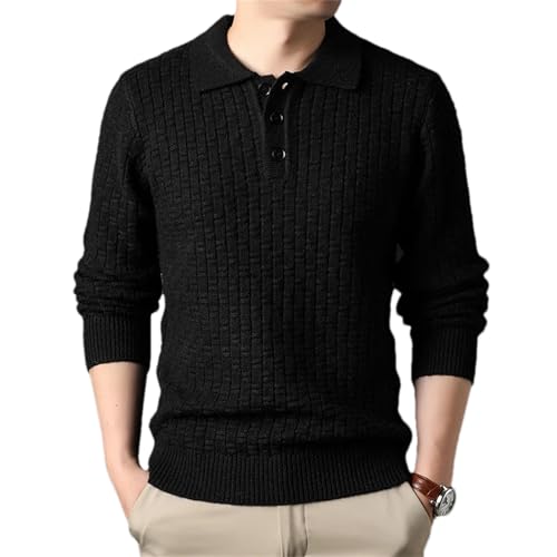 Men'S Winter Lapel Sweater Warm Casual Knitted Pullover Loose Long-Sleeved Sweater Men'S Pullover