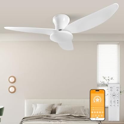 Foto di Ventilatore da Soffitto 60W, Ventilatore da Soffitto con Lampada e Telecomando 6 Velocità DC Reversibile, Lampada da Soffitto Silenziosa con Ventilatore, LED Fan Plafoniera con Luce, Timer, Φ 100CM