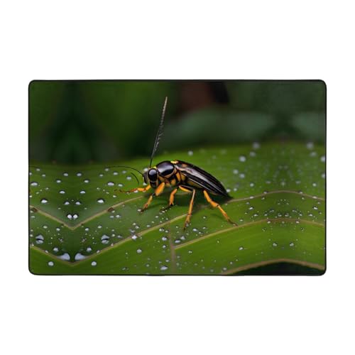 Tapis de sol doux et durable en flanelle motif feuilles - 2