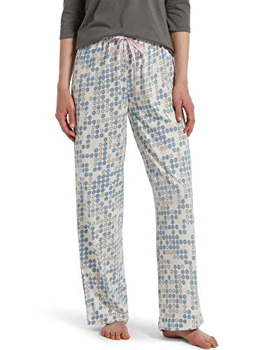 HUE Women's Printed Knit Long Pajama Sleep Pant, Off White - Geo Pop, Small