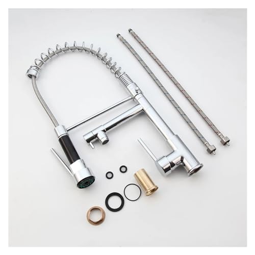 Robinet d'évier de cuisine extractible mitigeur double bec ressort - 6