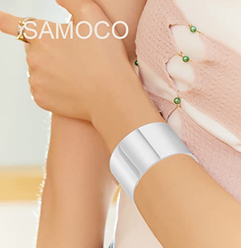 Samoco 2Pcs Cuff Bangle Bracelet For Women Gold Cuff Bracelets Open Wide Wire Bracelets Adjustable Tone Wrist Cuff Wrap Bracelet thumb #1