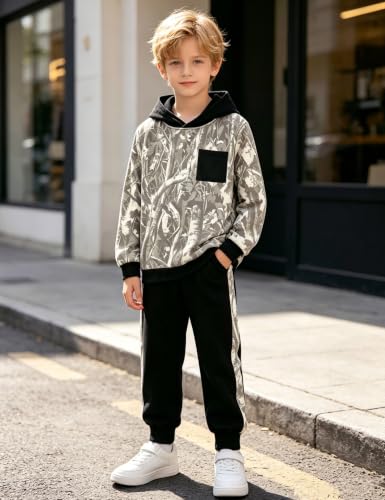 Image of Boys Clothes Fall Winter Outfits Camouflage Long Sleeve Hoodie and Pants 2PC Kids Clothes Boys for 5-14 Years