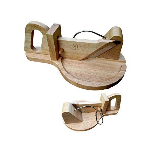 Guillotine, ou trancheuse à saucisson, bois d'hévéa, lame inoxydable et affutable.