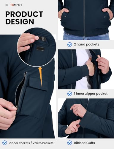 Image of TBMPOY Men's Winter Bomber Jacket Fall Casual Windbreaker Softshell Jackets