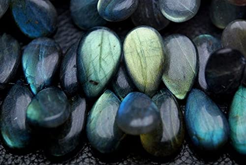 Labradorite briolette poire 16x25mm sans aspérité pour éviter d'accrocher vos fils de lin