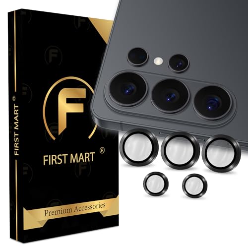 Image of FIRST MART Black Camera Ring Guard Protector for Samsung Galaxy S26 Ultra | Tempered Glass with Metal Alloy Rings, HD Clear, Scratch Resistant, Case-Friendly | Pack of 1