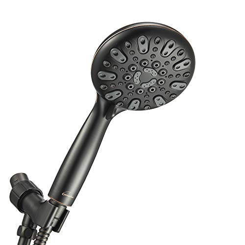 Best Quality 🔥 Couradric Handheld Shower Head, 6 Spray Setting High Pressure Shower Head with Brass Swivel Ball Bracket and Extra Long Stainless Steel Hose, Oil-Rubbed Bronze , 5"