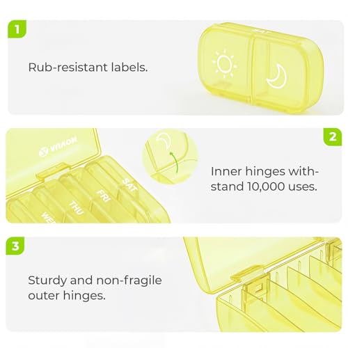 Image of AUVON Weekly Pill Organizer 2 Times a Day, One-Sided Opening, Easy to Use