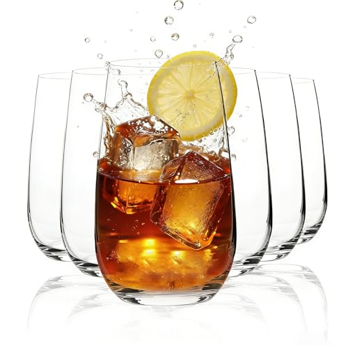 MYKAGS Lot de 6 verres à cocktail en cristal de 354,4 g pour jus, mojito, thé glacé, cuisine et bar