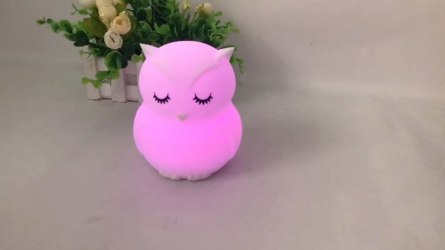 Image of Owl Night Light Baby Bedside Lamp Child, Silicone Nursery Lamp for Breastfeeding Bedroom Mood Lights, Eye Caring, Adjustable Brightness & Color, Time Setting, Holiday Gifts - Medium