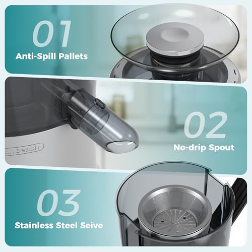 Image of OLIXIS Centrifugal Juicer Machines, 500W Juice Extractor with 2 inch Feed Chute and Pallet for Vegetable and Fruit, Electric Juicer with 3 Speed Quick Juicing, Easy to Clean, BPA-Free, Silver