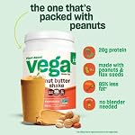 Vega Beurre de noix, beurre d'arachide (13 Servants) Poudre de protéines végétaliennes, 20g Protéines, ingrédients alimentaires réels, Pas de sucre ajouté, 511g