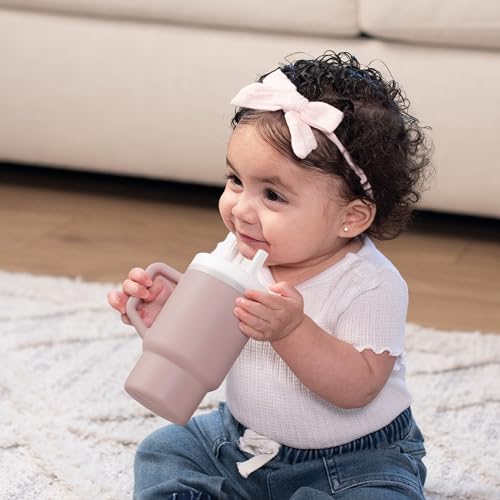 Image of Infantino My 1st Tumbler 266 ml Silicone Straw Cup - Pirouette, Leak-Resistant, Lightweight Premium Silicone, Fits Stroller & Car Seat Cup Holders