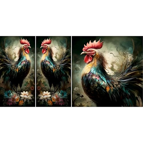 Papel de arroz de gallo, 29 x 29 cm (2 hojas), 3 imágenes para muebles, pósteres, manualidades, decoupage CRAFT KREATIVELY
