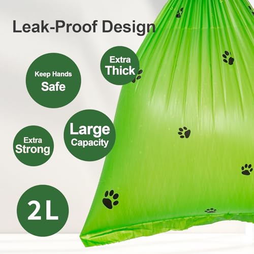 Image of Dog Poop Bags With Dispenser, Strong and Leak-proof Waste Bags for Pets, Floral Scented, 270 Count (18 Packs of 15), 13 Inch x 9 Inch (Green)