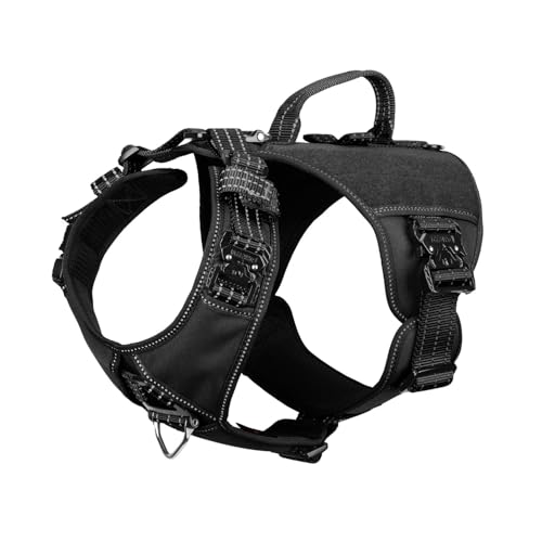 ICEFANG GN8 Tactical Dog Harness with 4X Metal Buckles for Large Sized Dogs,Reflective in Training...