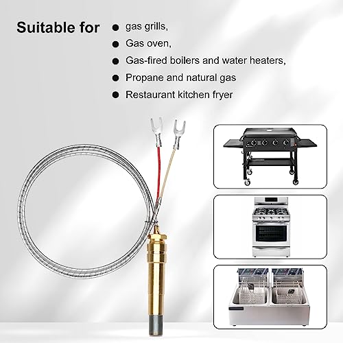 750mv Thermopile 36\" 60125501 Thermopile Millivolt, Aluminum Thermopile Generator for Deep Fryer/Gas Range Heating, Oven Water Heater/Frying Furnace Thermopile (1pcs)